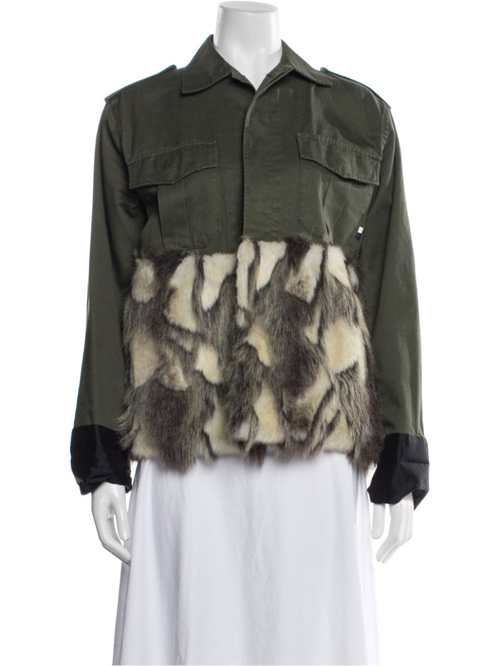 HARVEY FAIRCLOTH | S / M | Olive Military Cotton Faux Fur Army Jacket